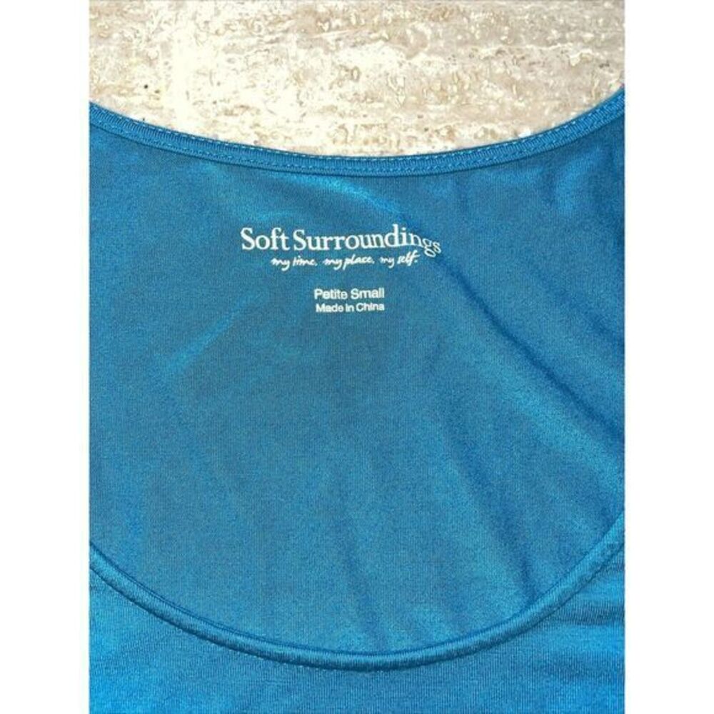 Soft Surroundings Womens Teal Blue Short Sleeve T-Shirt PS - Picture 2 of 6